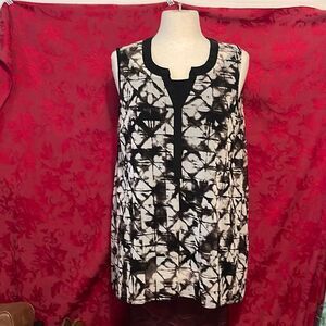 Alfani Sleeveless Shirt and Tank top Set Black‎ and White Tie die Look